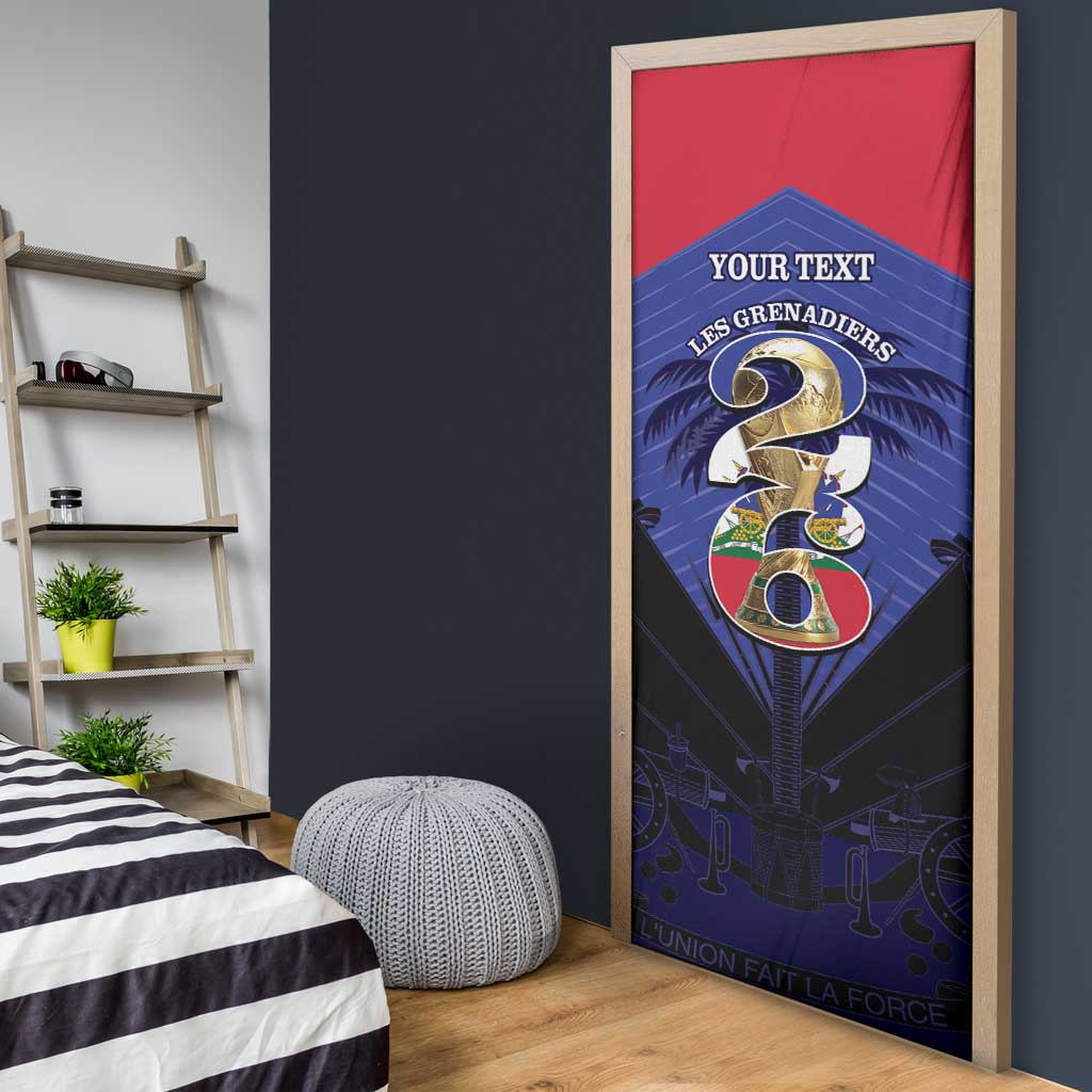 Personalized Les Grenadiers Haiti Football Door Cover 2026 Nou Retounen Blue Version