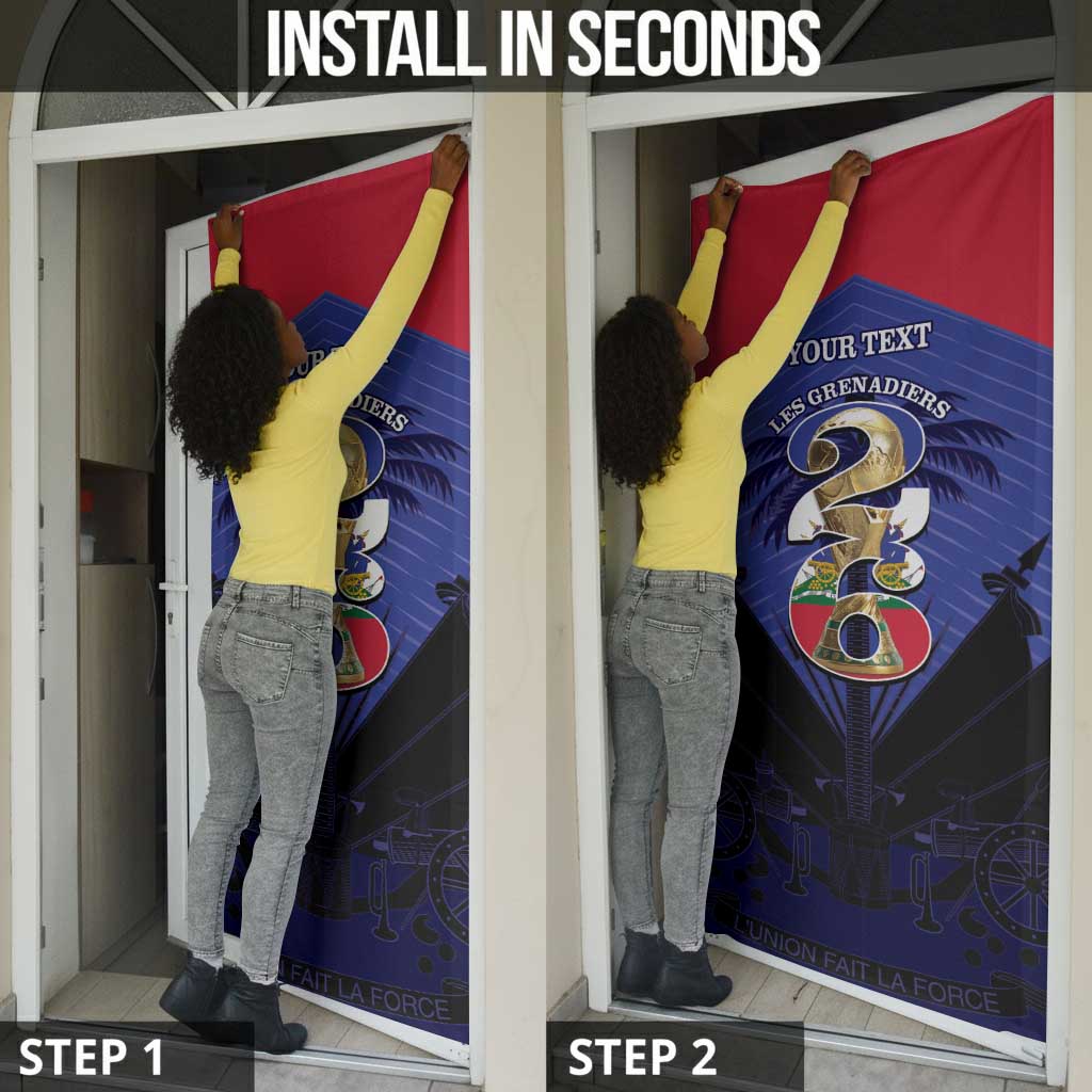 Personalized Les Grenadiers Haiti Football Door Cover 2026 Nou Retounen Blue Version