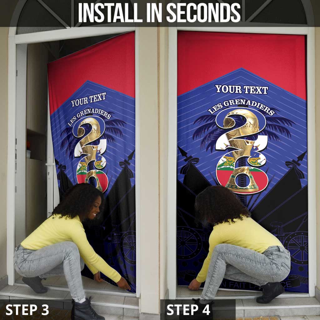 Personalized Les Grenadiers Haiti Football Door Cover 2026 Nou Retounen Blue Version