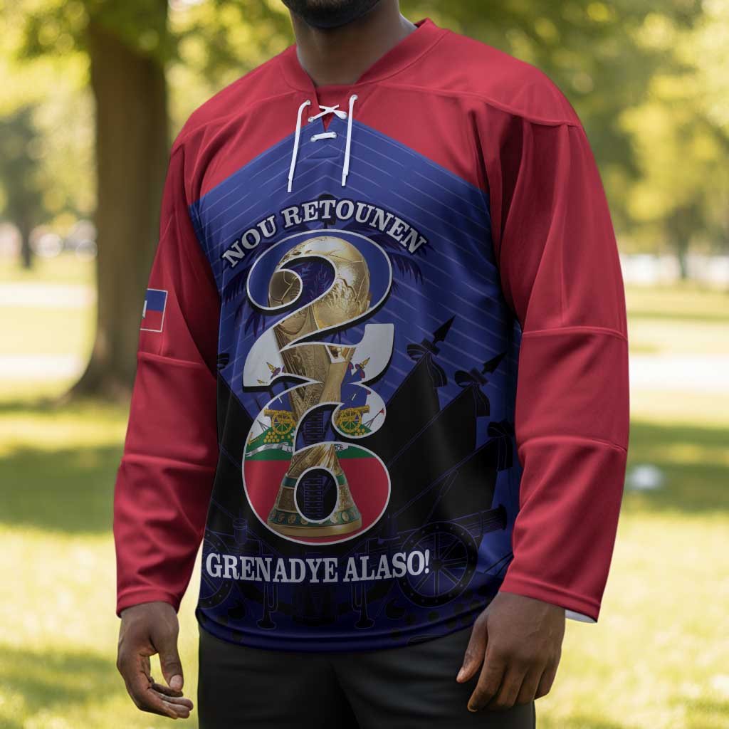 Personalized Les Grenadiers Haiti Football Hockey Jersey 2026 Nou Retounen Blue Version