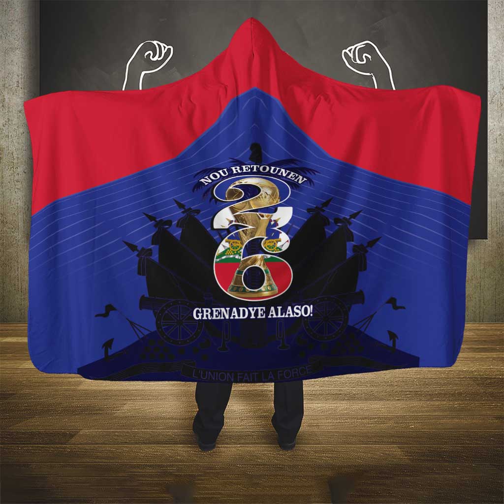 Les Grenadiers Haiti Football Hooded Blanket 2026 Nou Retounen Blue Version - African Pride