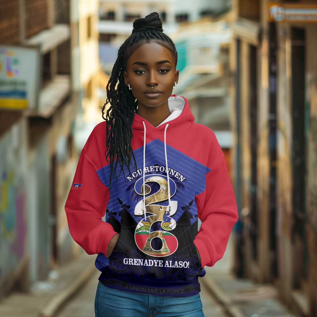 Personalized Les Grenadiers Haiti Football Hoodie 2026 Nou Retounen Blue Version - African Pride