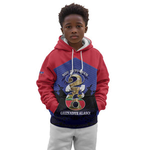 Personalized Les Grenadiers Haiti Football Kid Hoodie 2026 Nou Retounen Blue Version - African Pride