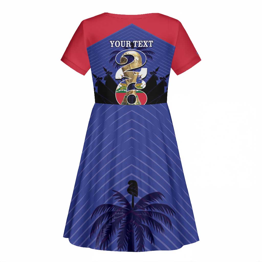 Personalized Les Grenadiers Haiti Football Kid Short Sleeve Dress 2026 Nou Retounen Blue Version - African Pride