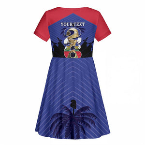 Personalized Les Grenadiers Haiti Football Kid Short Sleeve Dress 2026 Nou Retounen Blue Version - African Pride