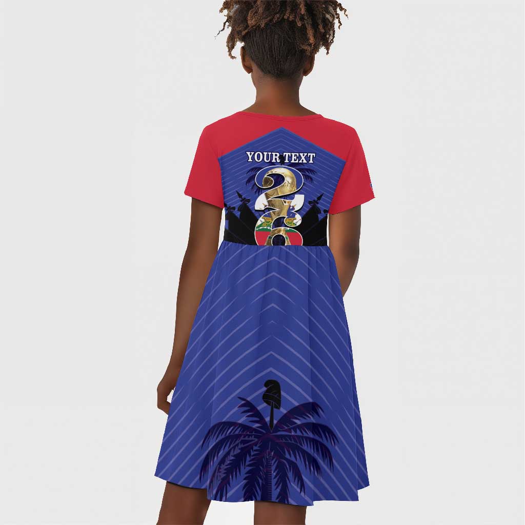 Personalized Les Grenadiers Haiti Football Kid Short Sleeve Dress 2026 Nou Retounen Blue Version - African Pride