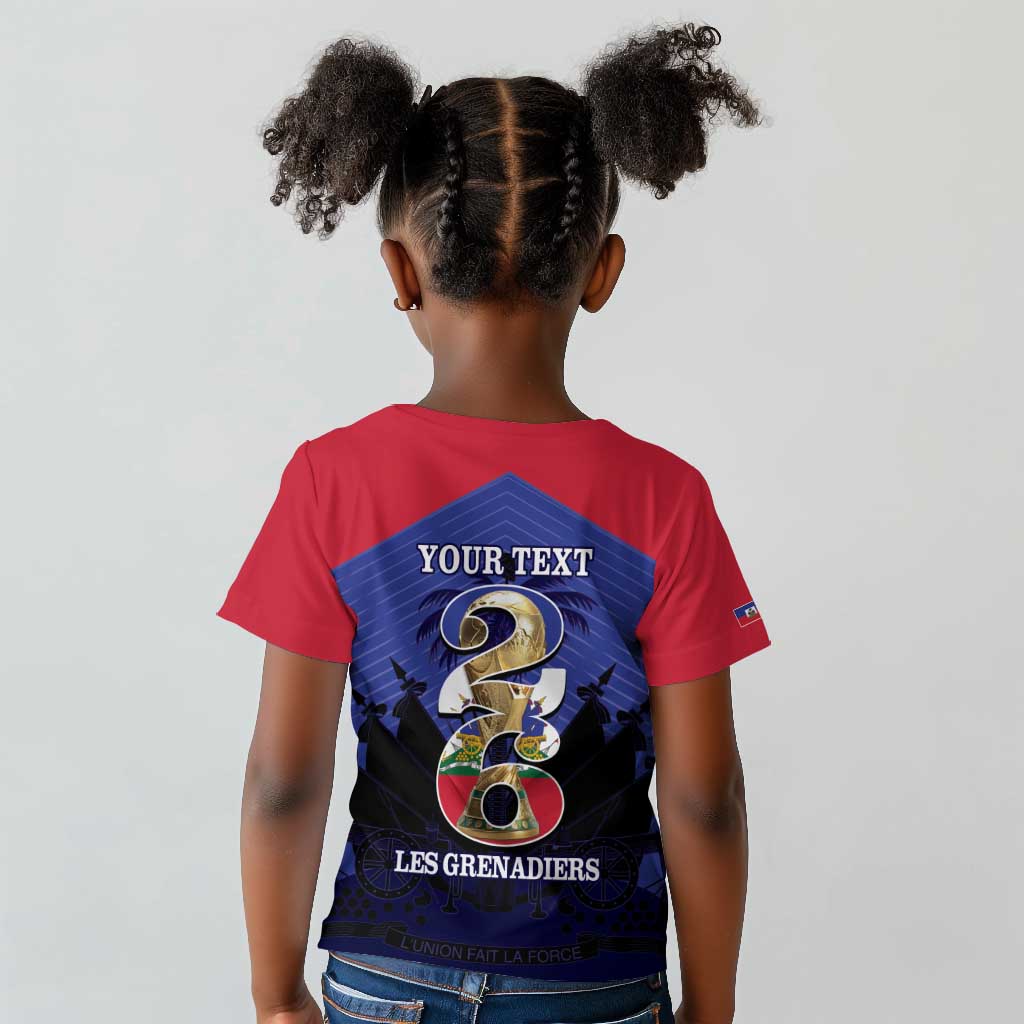 Personalized Les Grenadiers Haiti Football Kid T shirt 2026 Nou Retounen Blue Version - African Pride