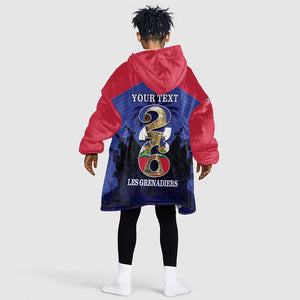 Personalized Les Grenadiers Haiti Football Kid Wearable Blanket Hoodie 2026 Nou Retounen Blue Version - African Pride