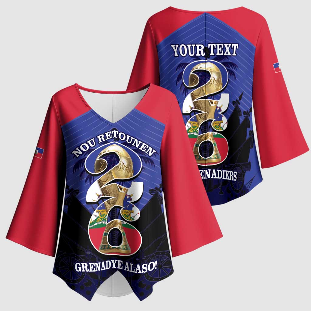 Personalized Les Grenadiers Haiti Football Kimono Sleeve Blouse 2026 Nou Retounen Blue Version
