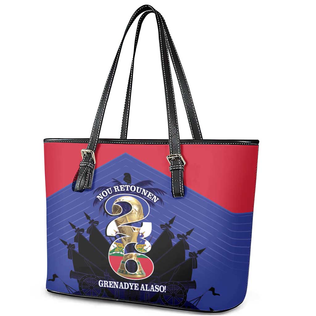 Les Grenadiers Haiti Football Leather Tote Bag 2026 Nou Retounen Blue Version - African Pride