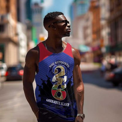 Personalized Les Grenadiers Haiti Football Men Tank Top 2026 Nou Retounen Blue Version - African Pride
