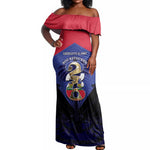 Personalized Les Grenadiers Haiti Football Off Shoulder Maxi Dress 2026 Nou Retounen Blue Version - African Pride