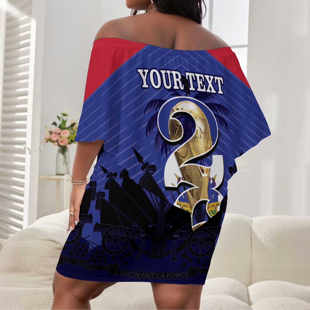 Personalized Les Grenadiers Haiti Football Off Shoulder Short Dress 2026 Nou Retounen Blue Version - African Pride