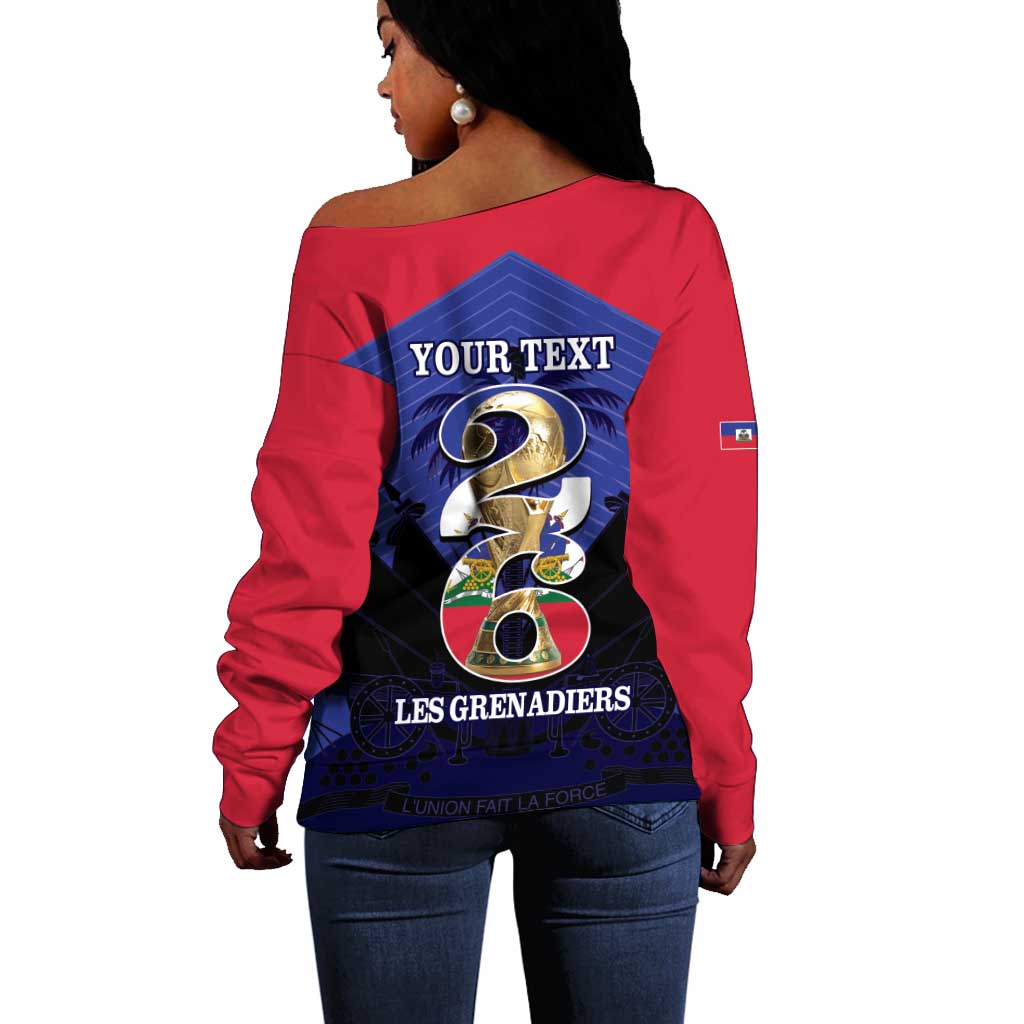 Personalized Les Grenadiers Haiti Football Off Shoulder Sweater 2026 Nou Retounen Blue Version - African Pride