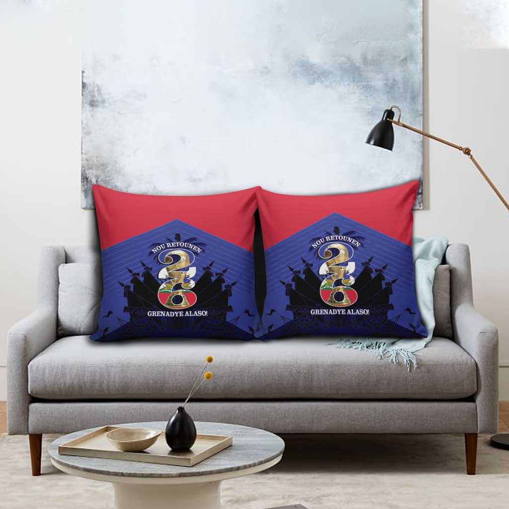 Les Grenadiers Haiti Football Pillow Cover 2026 Nou Retounen Blue Version