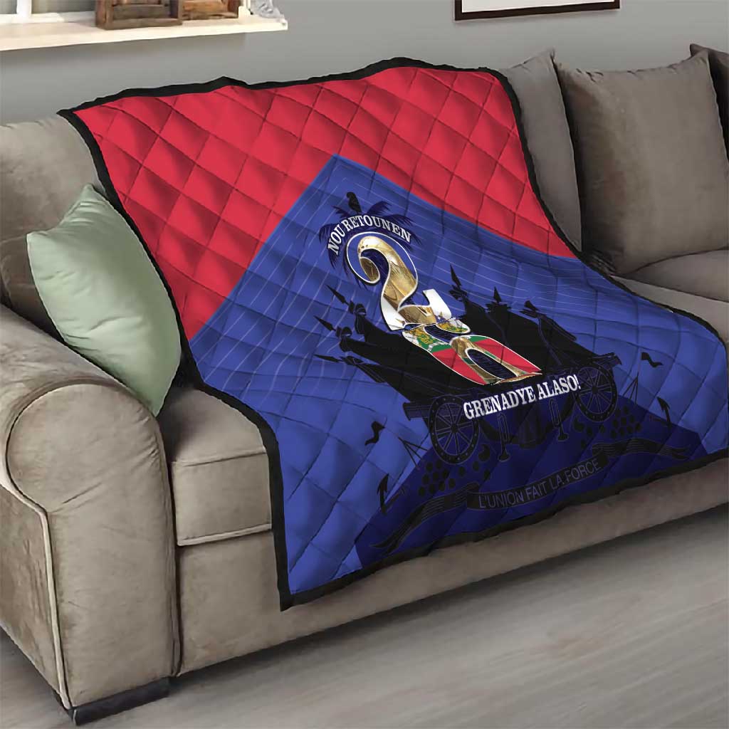 Les Grenadiers Haiti Football Quilt 2026 Nou Retounen Blue Version - African Pride