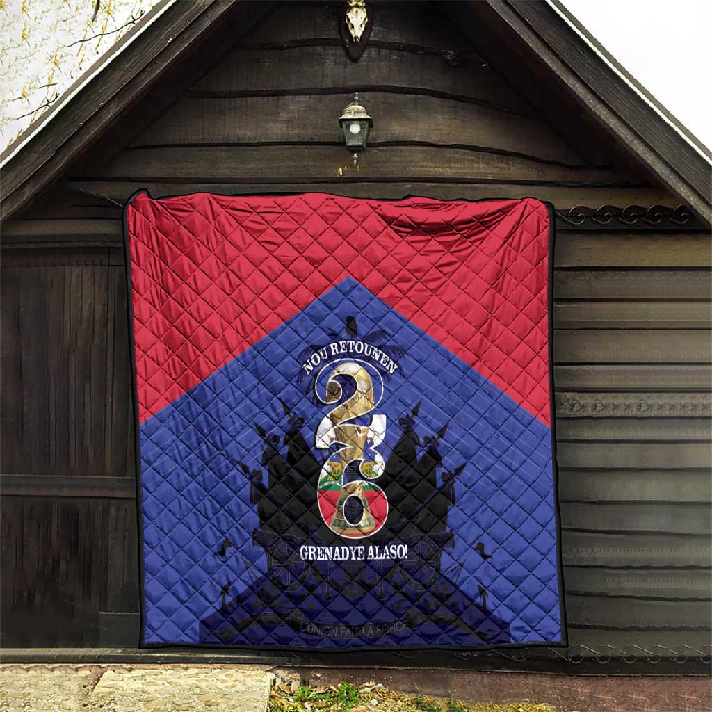 Les Grenadiers Haiti Football Quilt 2026 Nou Retounen Blue Version - African Pride