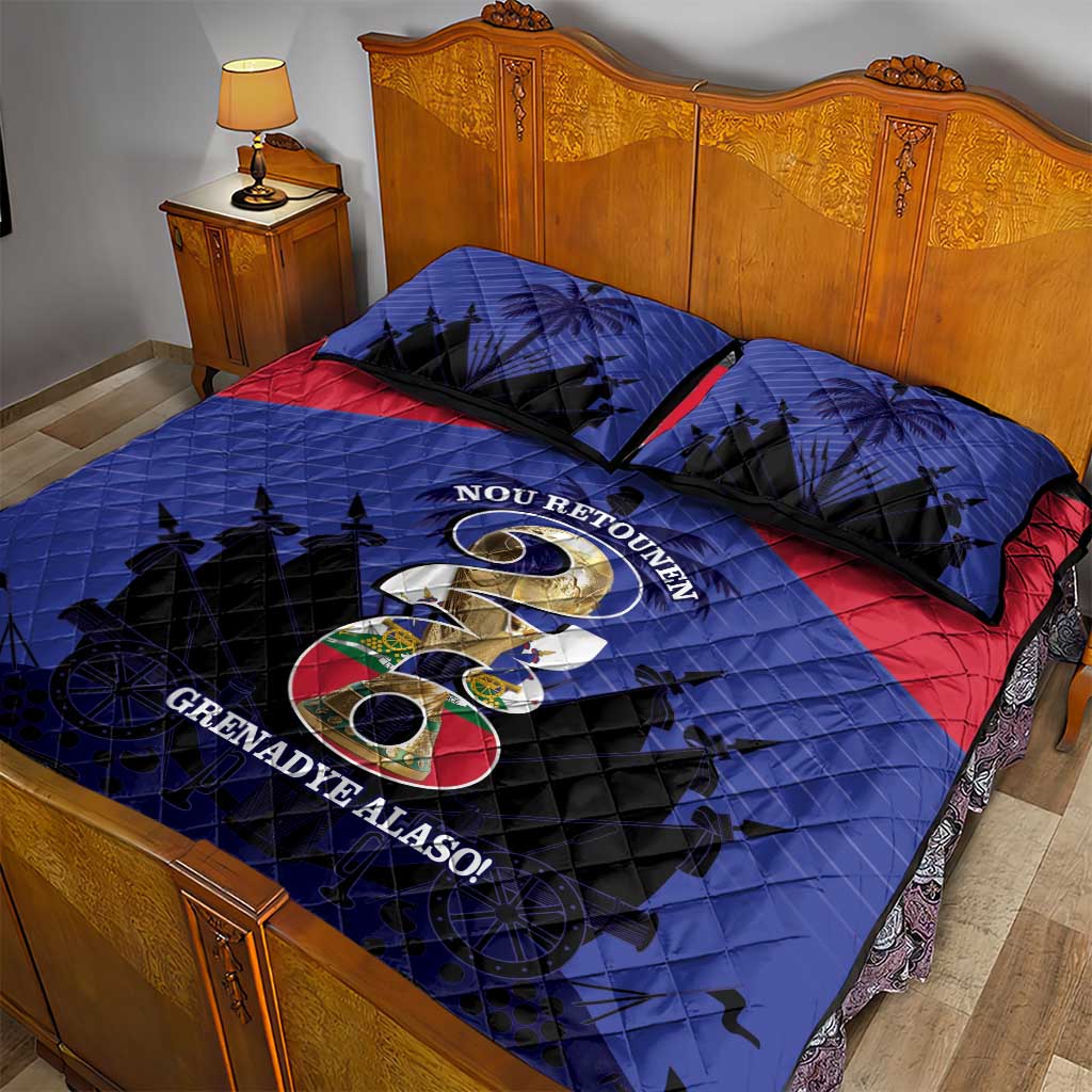 Les Grenadiers Haiti Football Quilt Bed Set 2026 Nou Retounen Blue Version - African Pride