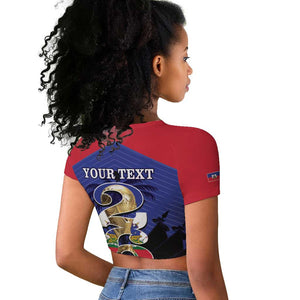 Personalized Les Grenadiers Haiti Football Raglan Cropped T shirt 2026 Nou Retounen Blue Version - African Pride