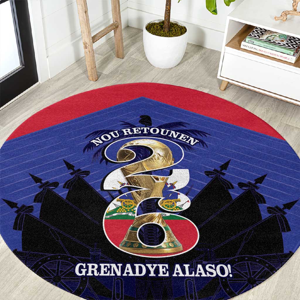 Les Grenadiers Haiti Football Round Carpet 2026 Nou Retounen Blue Version - African Pride