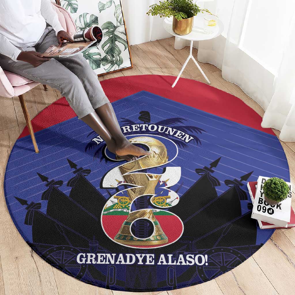 Les Grenadiers Haiti Football Round Carpet 2026 Nou Retounen Blue Version - African Pride