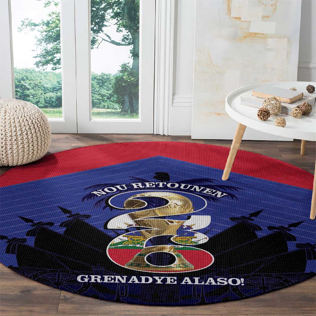 Les Grenadiers Haiti Football Round Carpet 2026 Nou Retounen Blue Version - African Pride