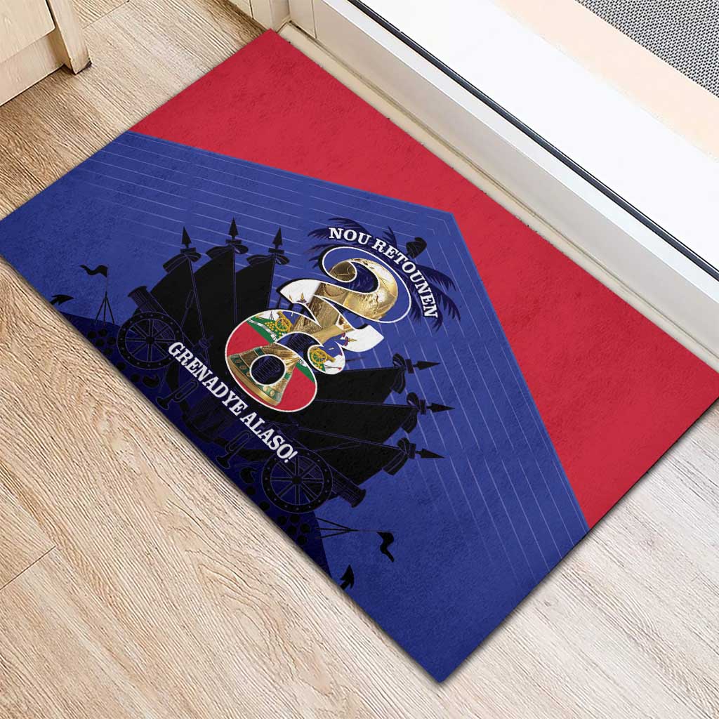 Les Grenadiers Haiti Football Rubber Doormat 2026 Nou Retounen Blue Version - African Pride