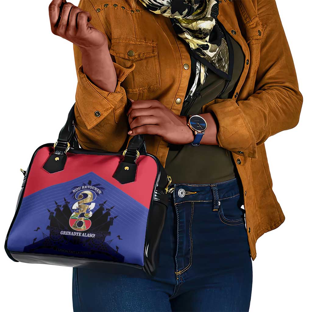 Les Grenadiers Haiti Football Shoulder Handbag 2026 Nou Retounen Blue Version - African Pride