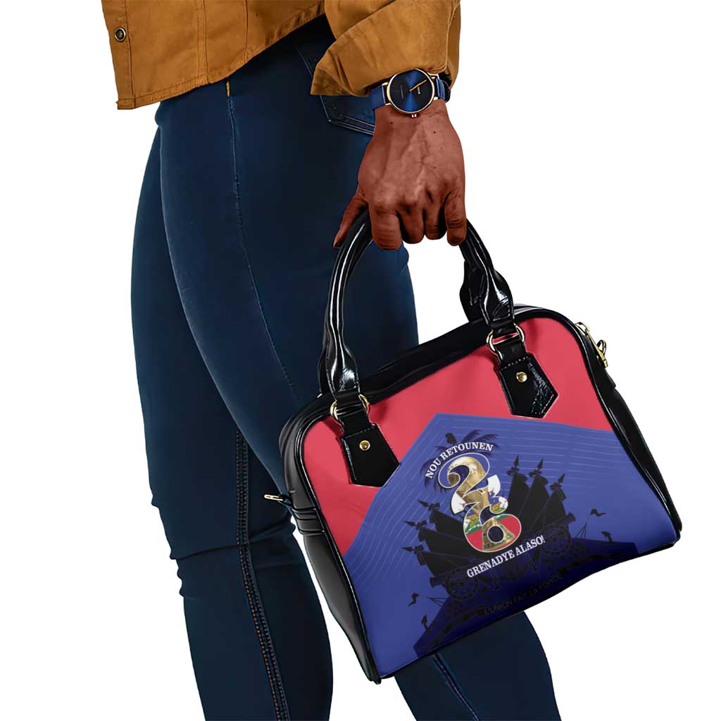 Les Grenadiers Haiti Football Shoulder Handbag 2026 Nou Retounen Blue Version - African Pride
