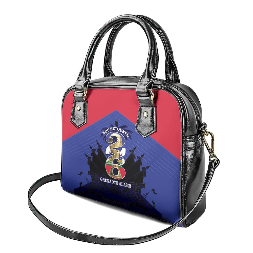 Les Grenadiers Haiti Football Shoulder Handbag 2026 Nou Retounen Blue Version - African Pride