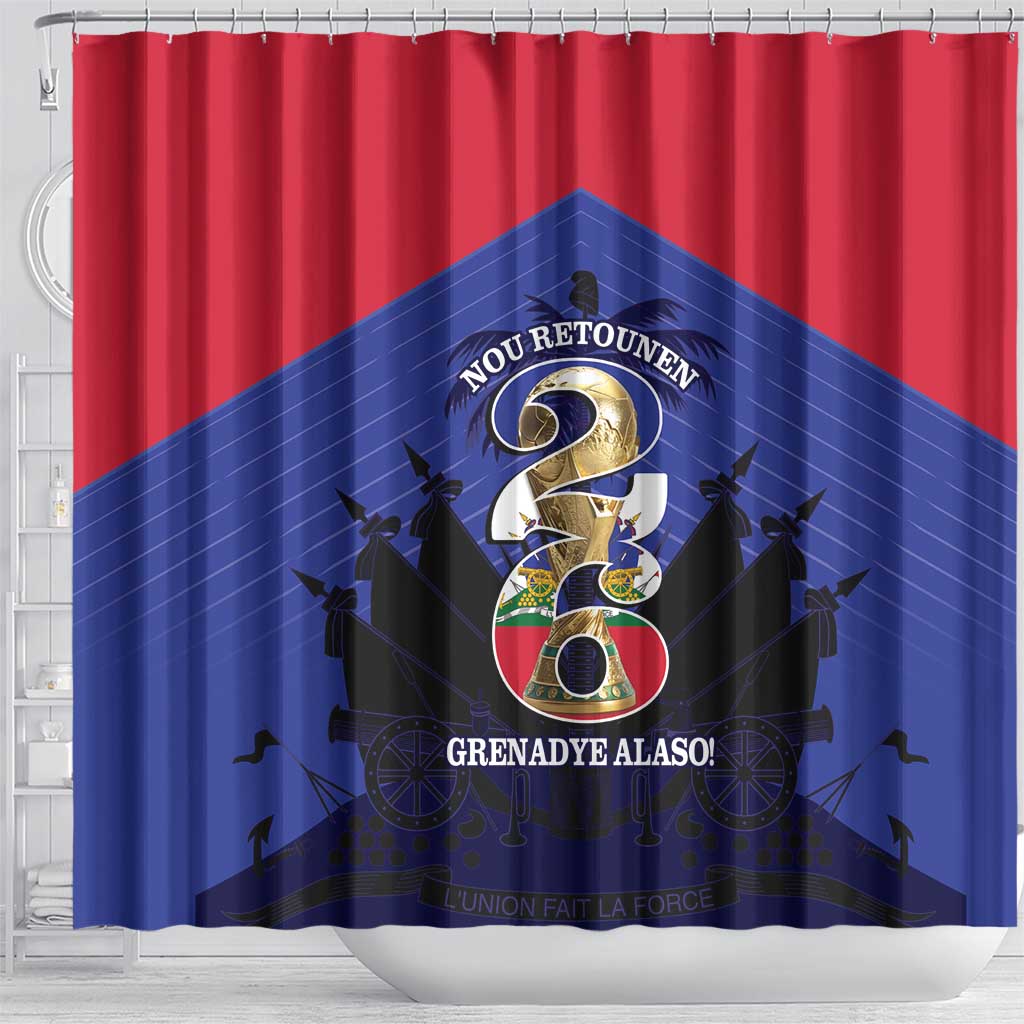 Les Grenadiers Haiti Football Shower Curtain 2026 Nou Retounen Blue Version - African Pride