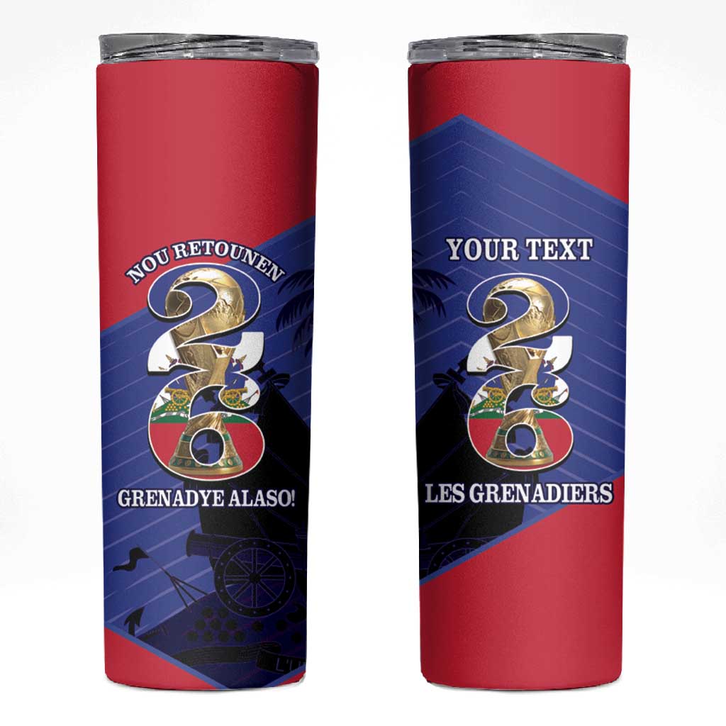 Personalized Les Grenadiers Haiti Football Skinny Tumbler 2026 Nou Retounen Blue Version - African Pride