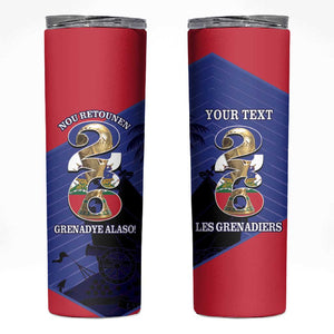 Personalized Les Grenadiers Haiti Football Skinny Tumbler 2026 Nou Retounen Blue Version - African Pride