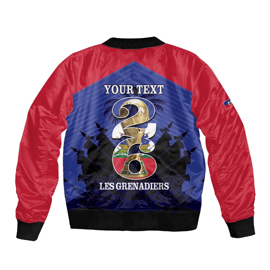 Personalized Les Grenadiers Haiti Football Sleeve Zip Bomber Jacket 2026 Nou Retounen Blue Version - African Pride
