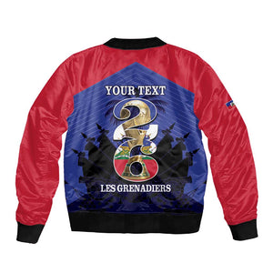 Personalized Les Grenadiers Haiti Football Sleeve Zip Bomber Jacket 2026 Nou Retounen Blue Version - African Pride