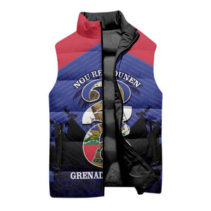 Personalized Les Grenadiers Haiti Football Sleeveless Puffer Jacket 2026 Nou Retounen Blue Version