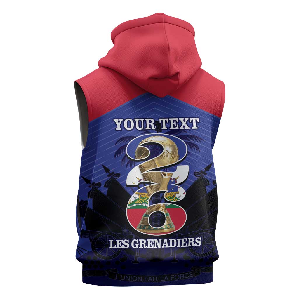 Personalized Les Grenadiers Haiti Football Sleeveless Zip Hoodie 2026 Nou Retounen Blue Version - African Pride