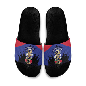 Les Grenadiers Haiti Football Slide Sandals 2026 Nou Retounen Blue Version