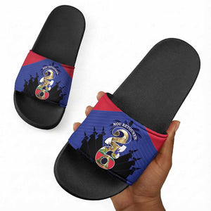 Les Grenadiers Haiti Football Slide Sandals 2026 Nou Retounen Blue Version