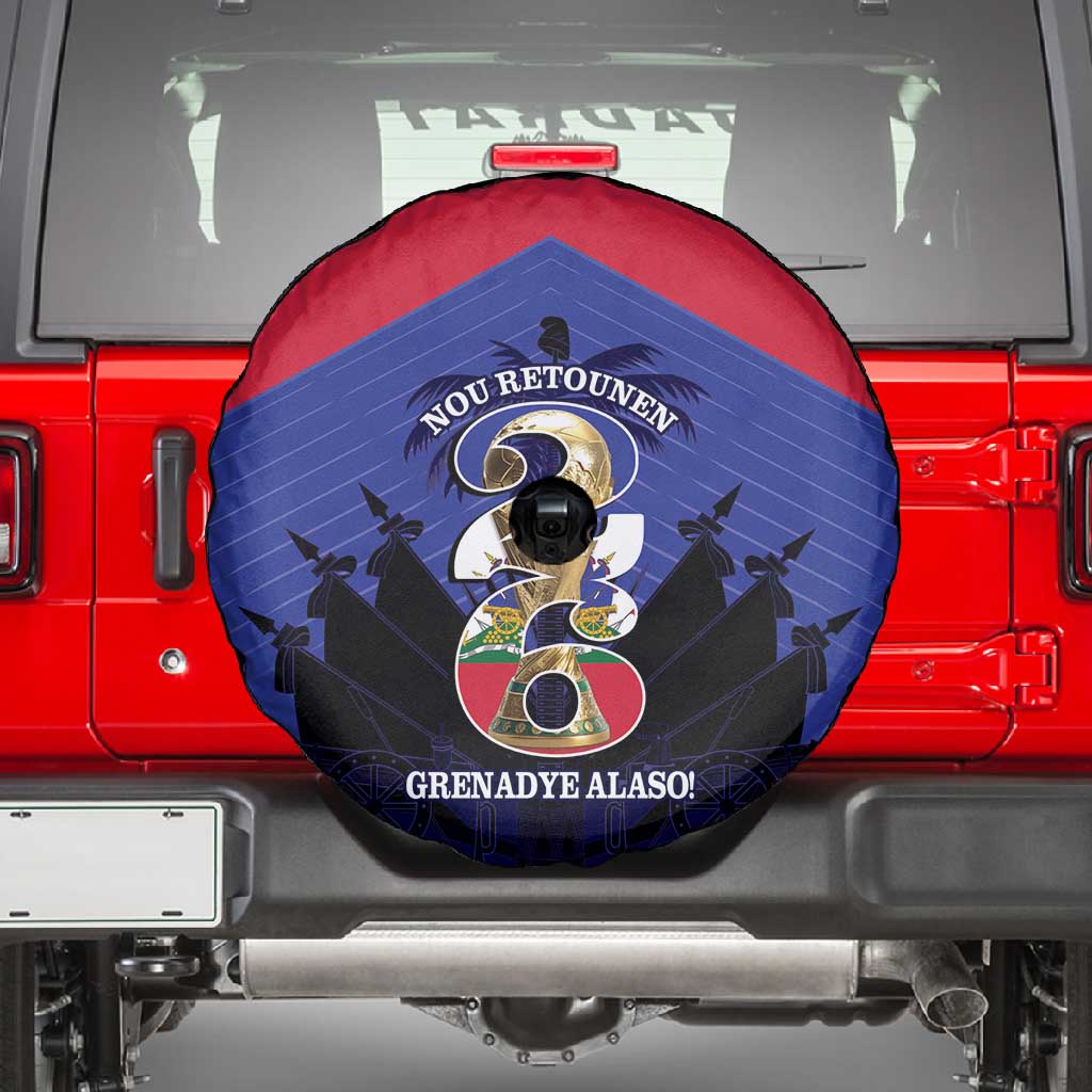 Les Grenadiers Haiti Football Spare Tire Cover 2026 Nou Retounen Blue Version - African Pride