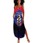 Personalized Les Grenadiers Haiti Football Summer Maxi Dress 2026 Nou Retounen Blue Version - African Pride