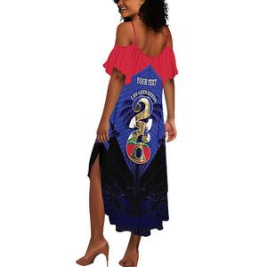 Personalized Les Grenadiers Haiti Football Summer Maxi Dress 2026 Nou Retounen Blue Version - African Pride
