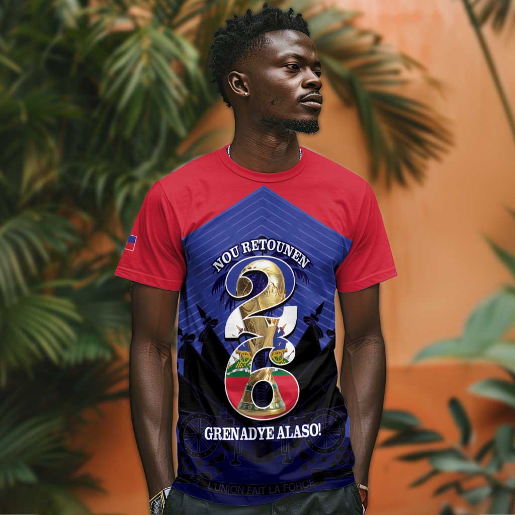 Personalized Les Grenadiers Haiti Football T shirt 2026 Nou Retounen Blue Version LT14