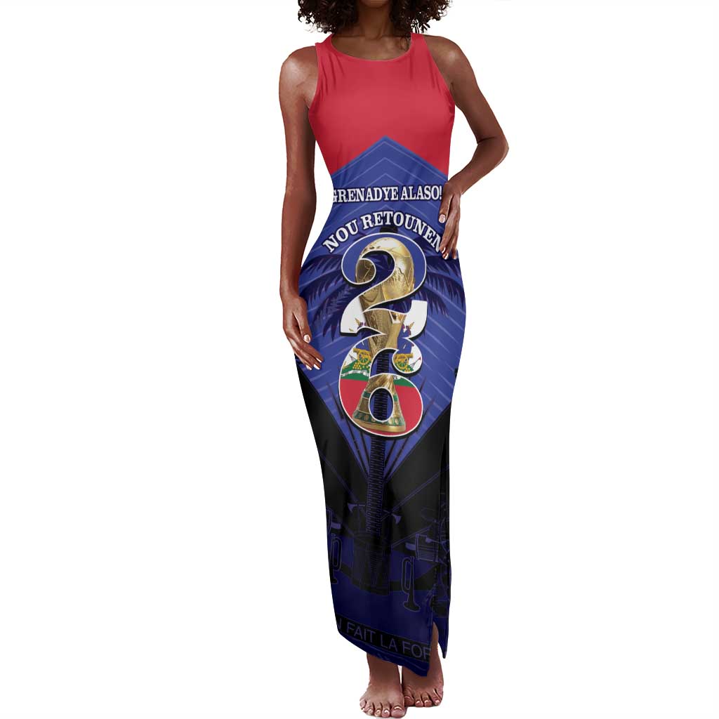 Personalized Les Grenadiers Haiti Football Tank Maxi Dress 2026 Nou Retounen Blue Version - African Pride