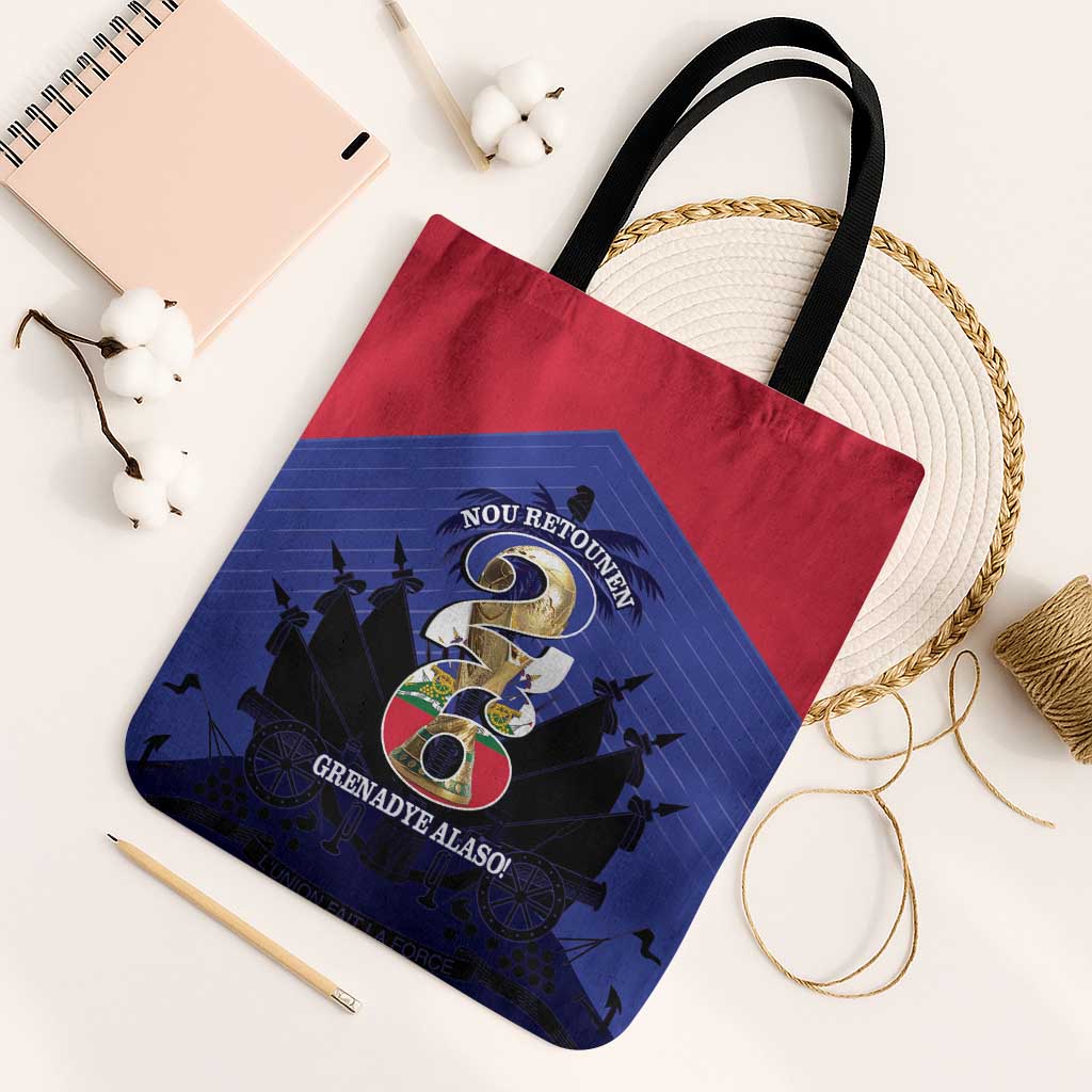 Les Grenadiers Haiti Football Tote Bag 2026 Nou Retounen Blue Version