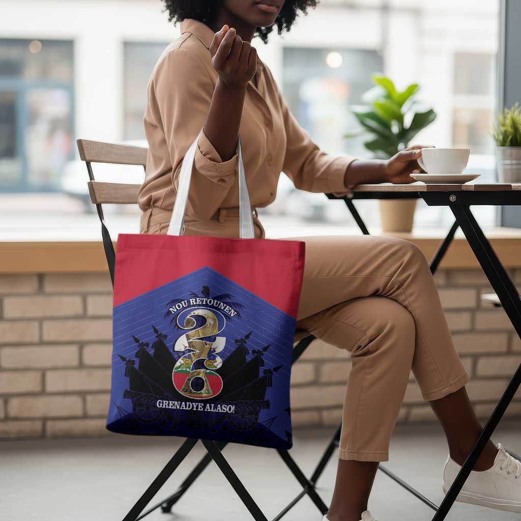 Les Grenadiers Haiti Football Tote Bag 2026 Nou Retounen Blue Version
