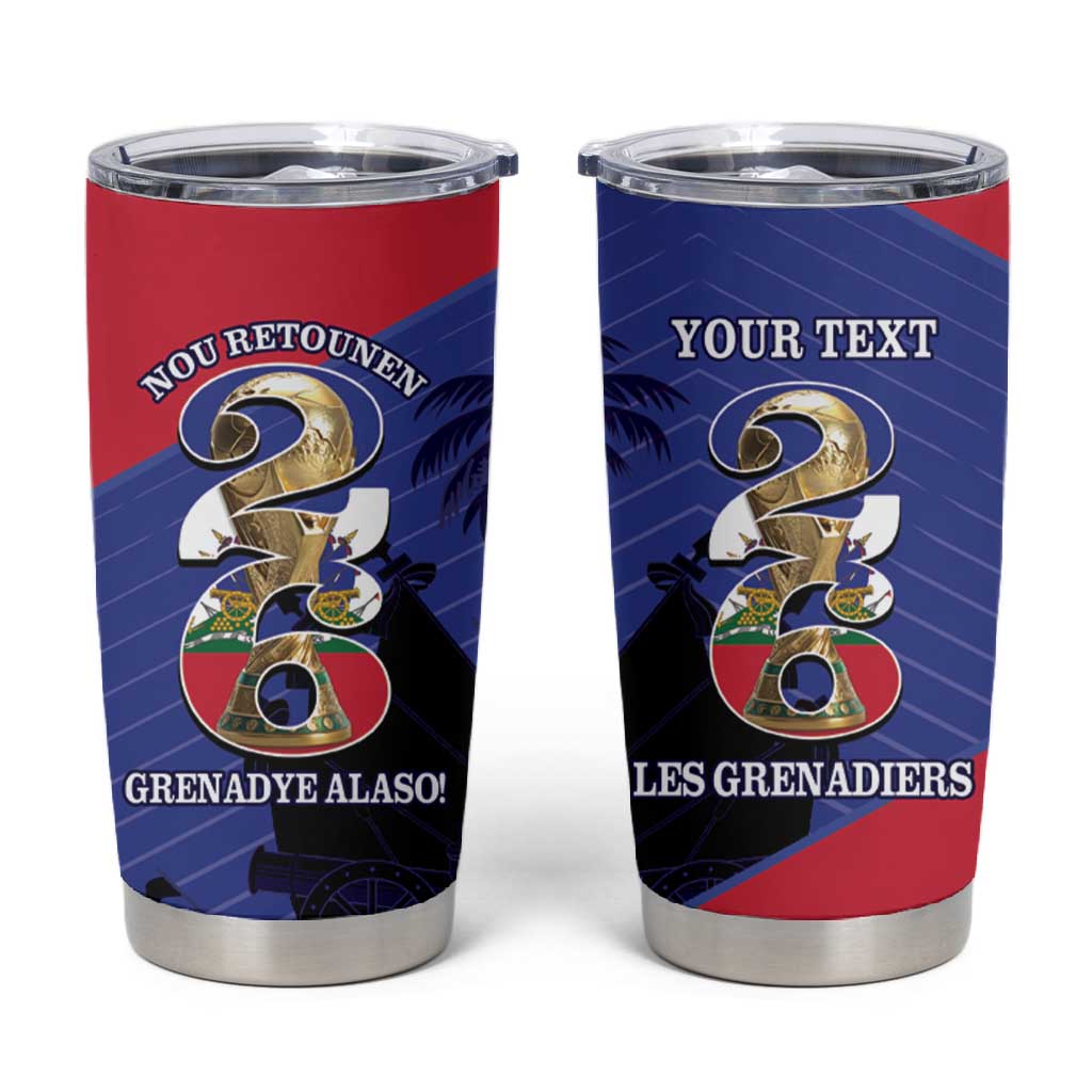 Personalized Les Grenadiers Haiti Football Tumbler Cup 2026 Nou Retounen Blue Version - African Pride