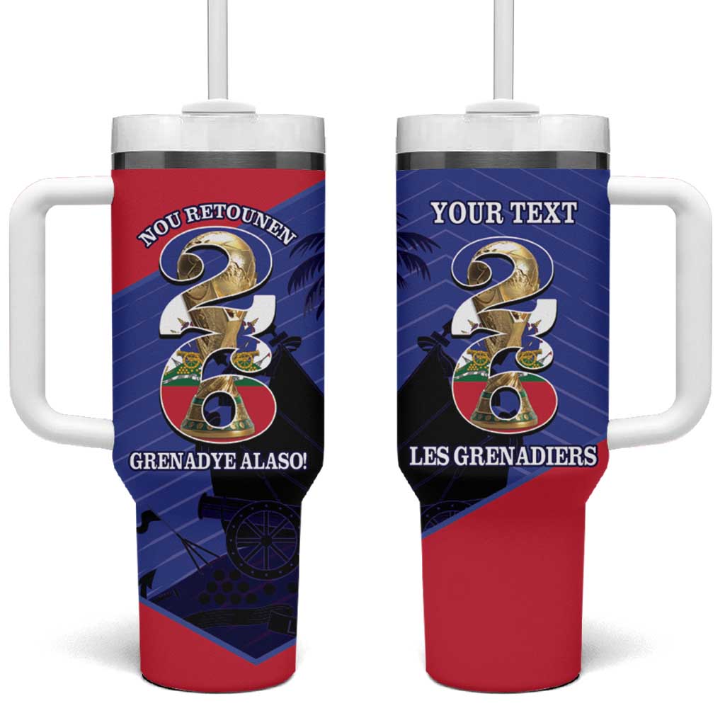 Personalized Les Grenadiers Haiti Football Tumbler With Handle 2026 Nou Retounen Blue Version - African Pride