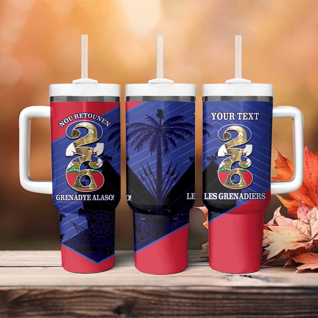 Personalized Les Grenadiers Haiti Football Tumbler With Handle 2026 Nou Retounen Blue Version - African Pride