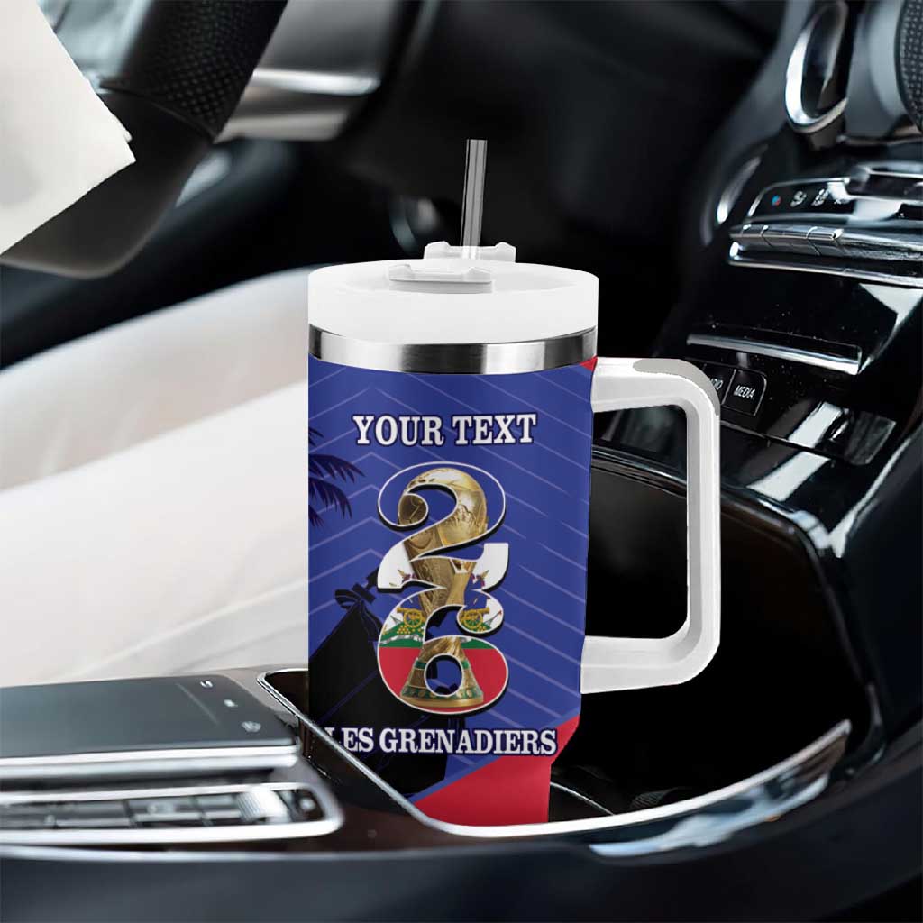 Personalized Les Grenadiers Haiti Football Tumbler With Handle 2026 Nou Retounen Blue Version - African Pride